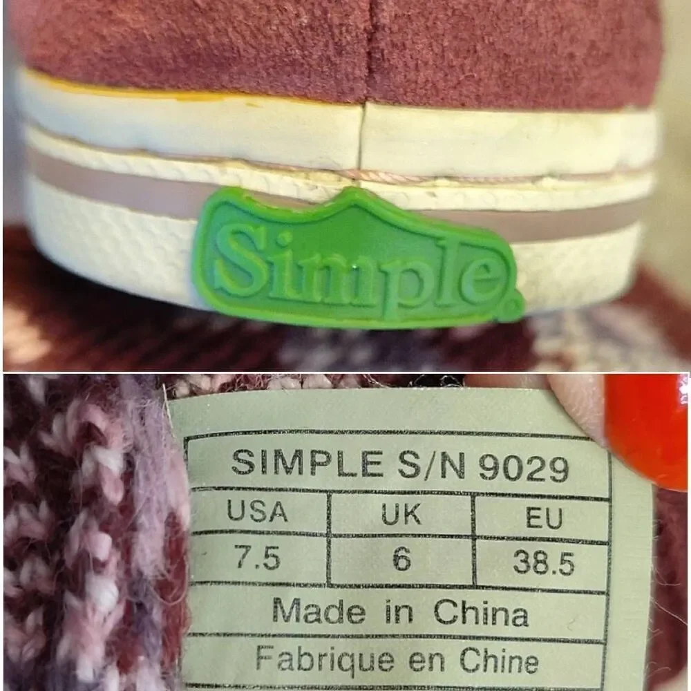 Y2K Simple Brand Burgundy Suede and Knit Sweater Flat Boots Size‎ 7.5